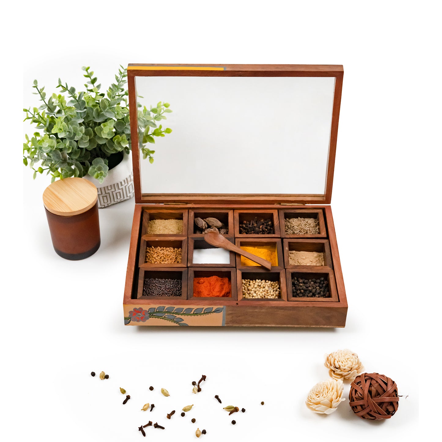 Wooden 12-spice organizer