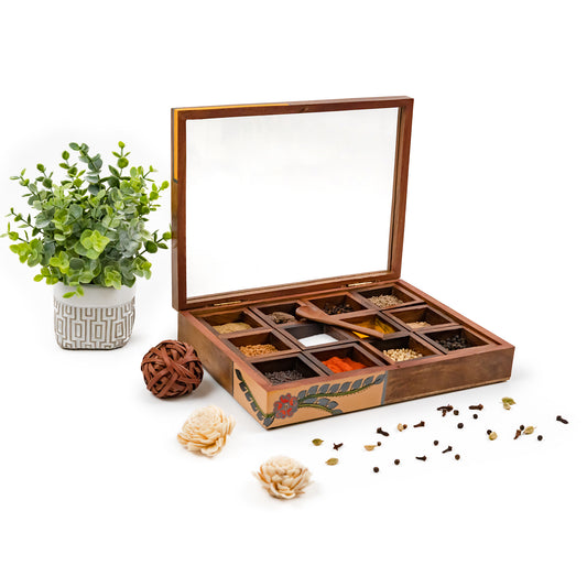 Wooden 12-spice organizer