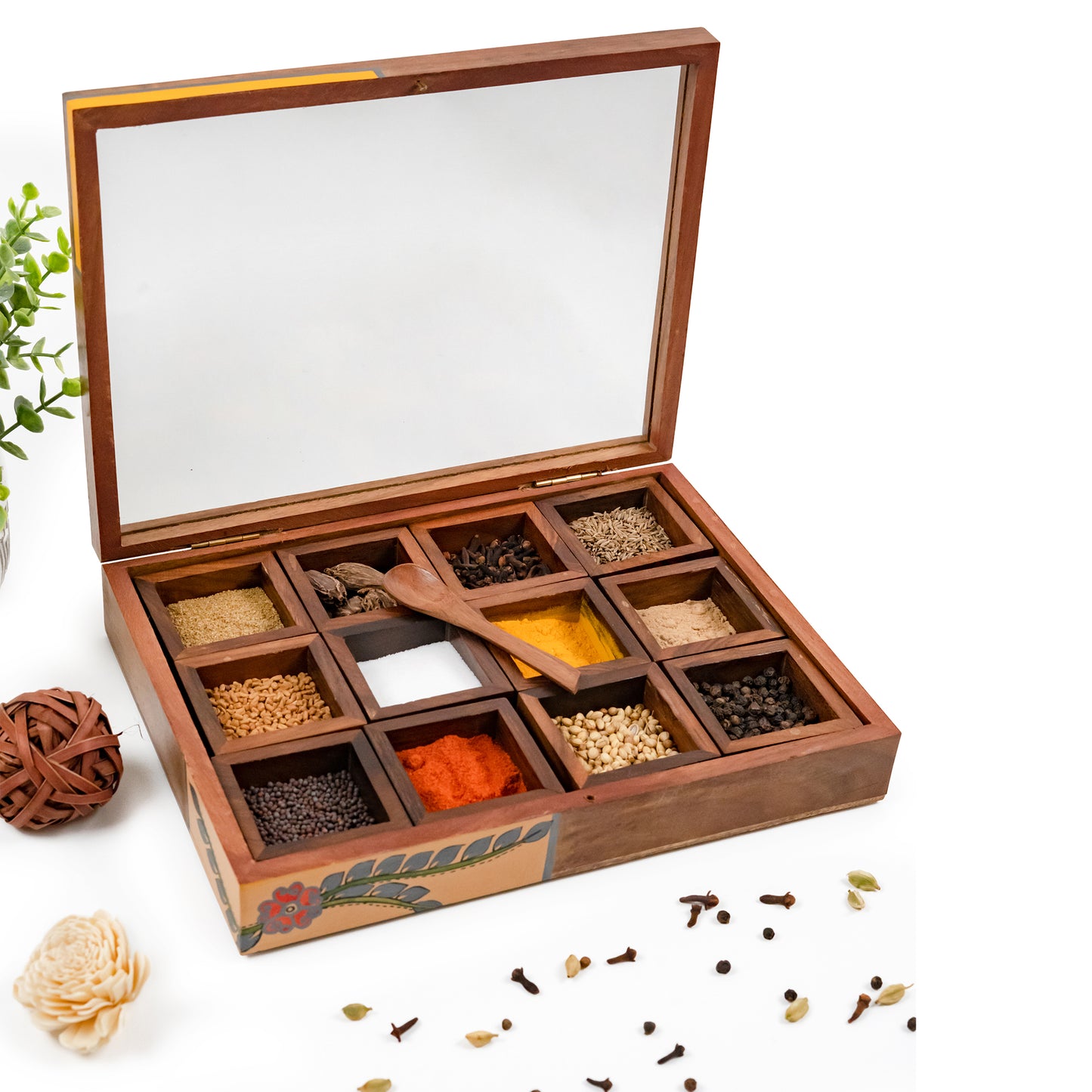 Wooden 12-spice organizer