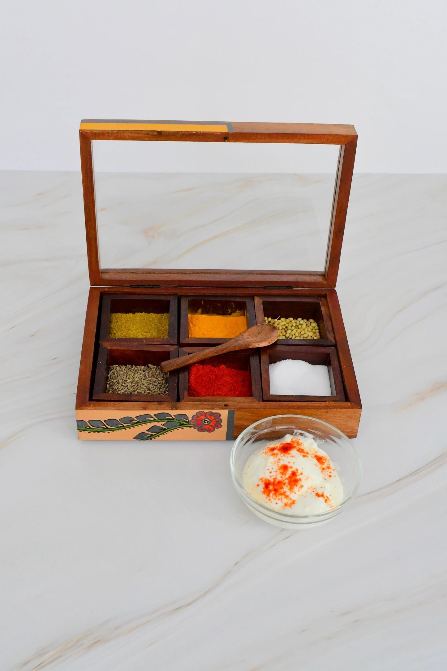 Wooden 6-spice organizer
