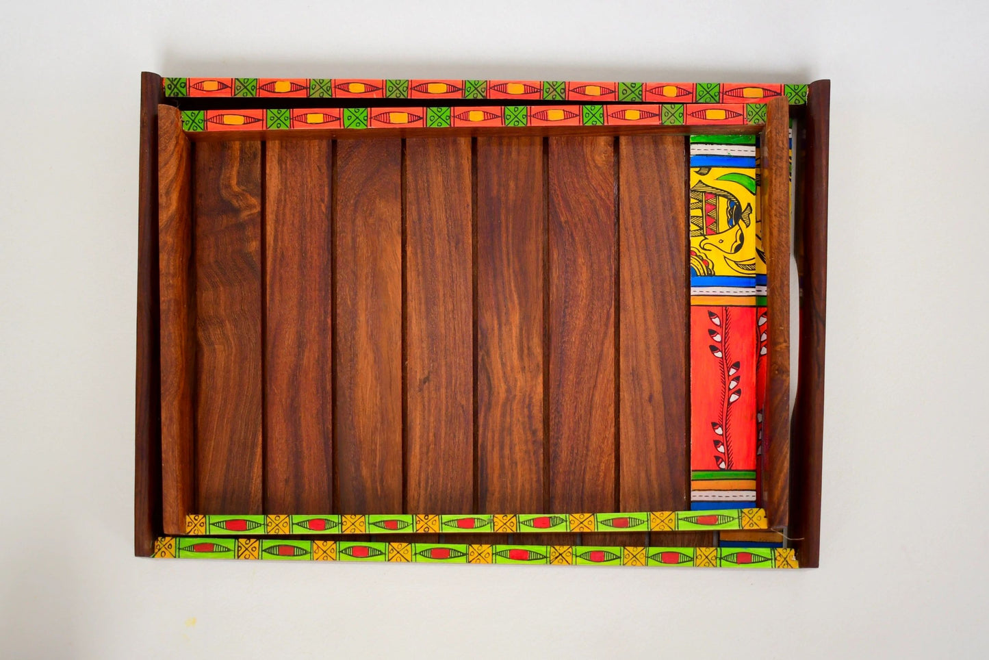 Madhubani Slatted Tray Set