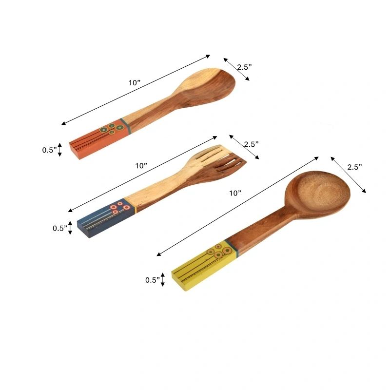 Wooden Handpainted Ladles Trio