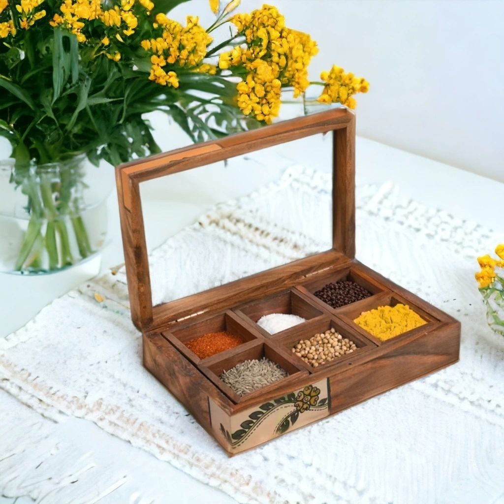 Wooden 6-spice organizer