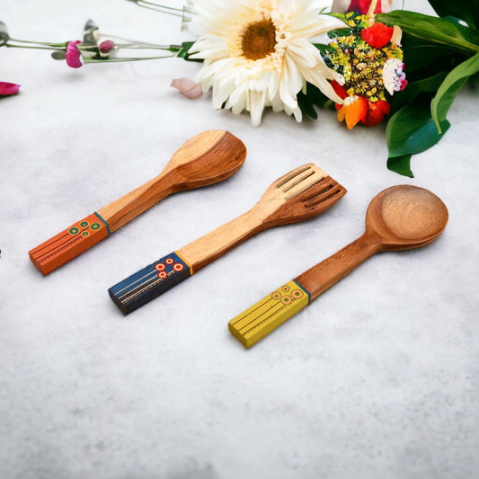 Wooden Handpainted Ladles Trio