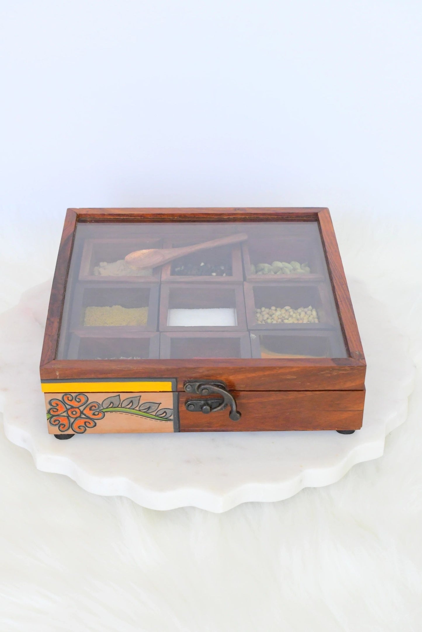 Rose wood 9-spice organizer