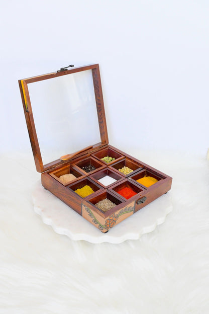 Rose wood 9-spice organizer