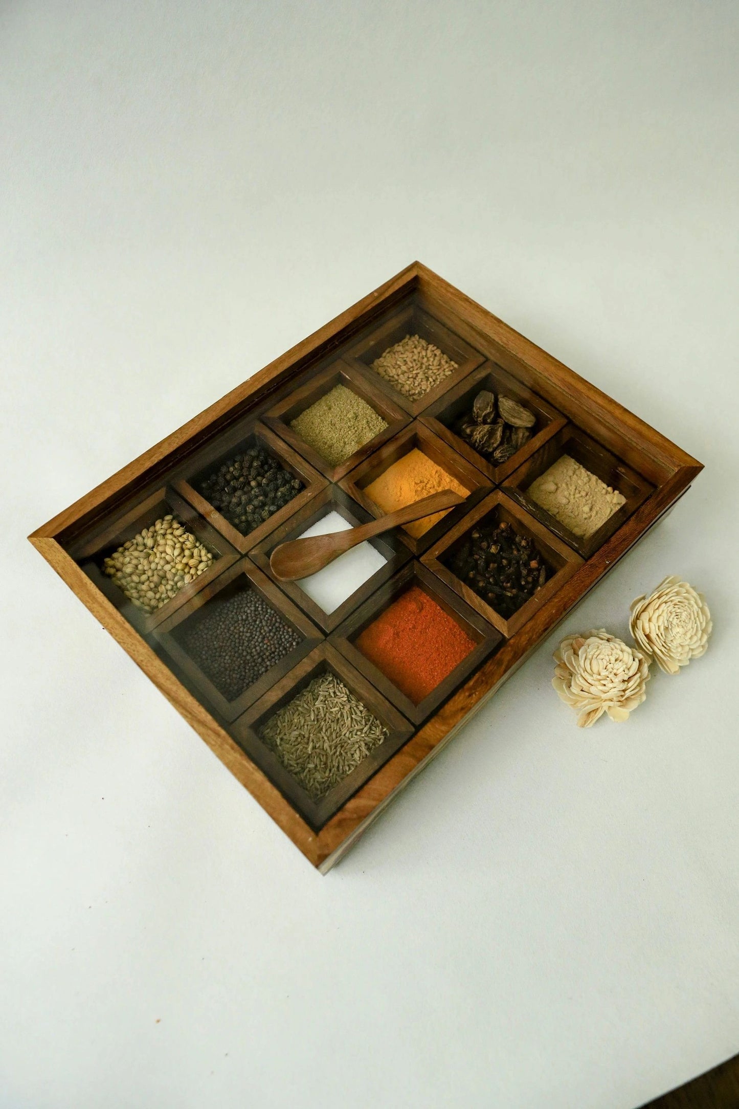 Rose wood 12-spice organizer